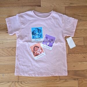 Disney Kids Pink Tee with Character Graphics Moana, Encanto, Alice In Wonderland